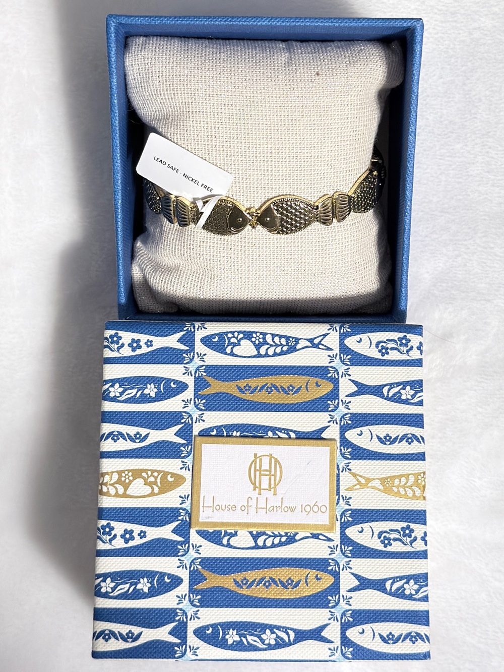 House of Harlow 1960 Gold Textured Fish Bracelet